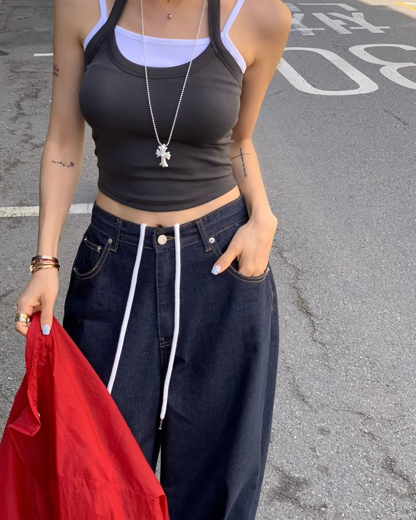 REVE CITE-L韓國東大門直郵女士新品熱賣推薦牛仔褲闊腿褲REVE CITE-L牛仔褲