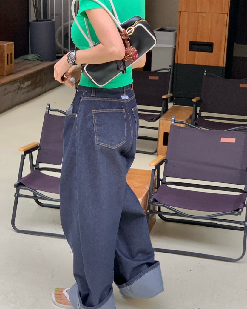 REVE CITE-L韓國東大門直郵女士新品熱賣推薦牛仔褲闊腿褲REVE CITE-L牛仔褲