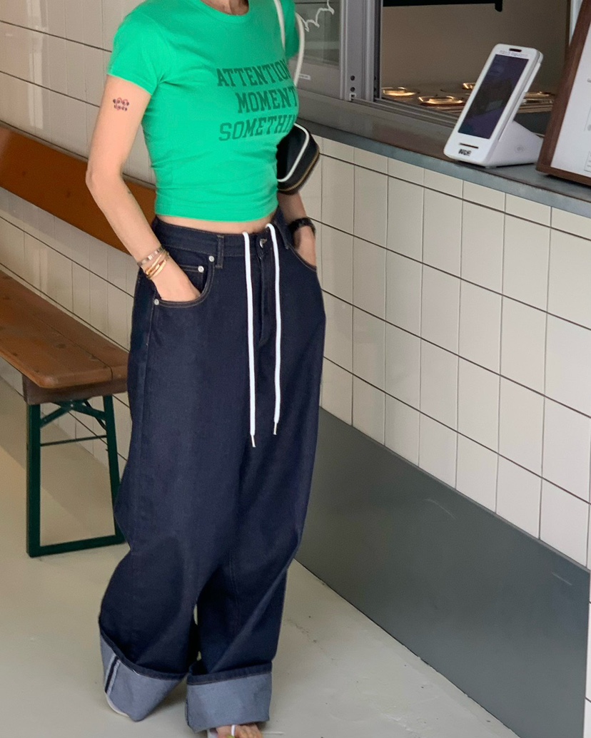 REVE CITE-L韓國東大門直郵女士新品熱賣推薦牛仔褲闊腿褲REVE CITE-L牛仔褲