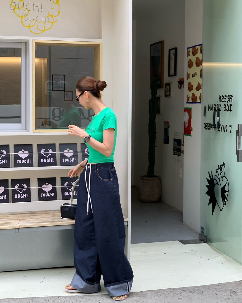 REVE CITE-L韓國東大門直郵女士新品熱賣推薦牛仔褲闊腿褲REVE CITE-L牛仔褲