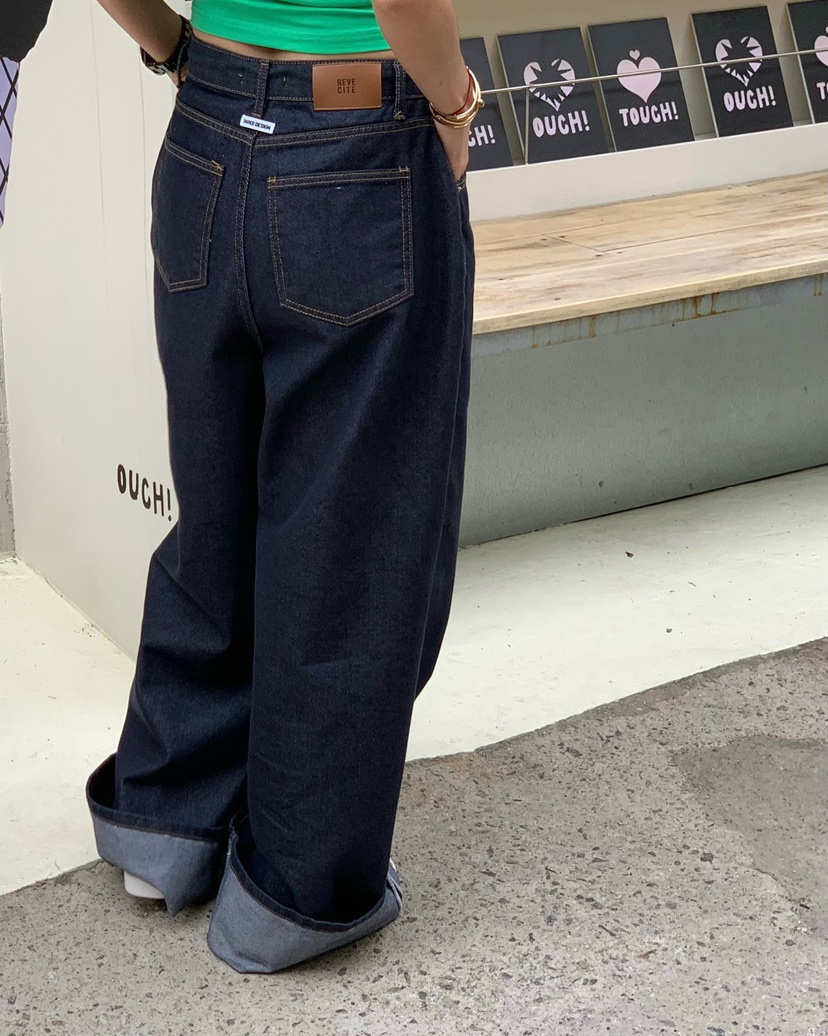 REVE CITE-L韓國東大門直郵女士新品熱賣推薦牛仔褲闊腿褲REVE CITE-L牛仔褲
