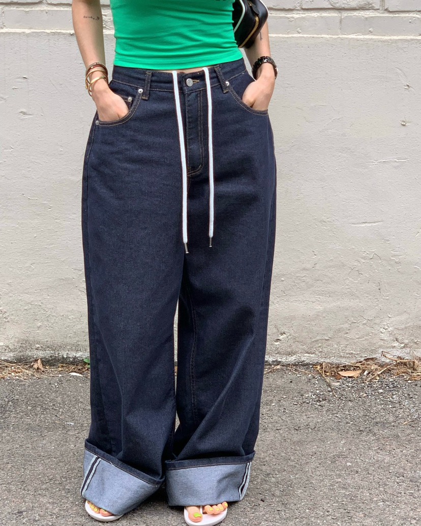 REVE CITE-L韓國東大門直郵女士新品熱賣推薦牛仔褲闊腿褲REVE CITE-L牛仔褲圖色1