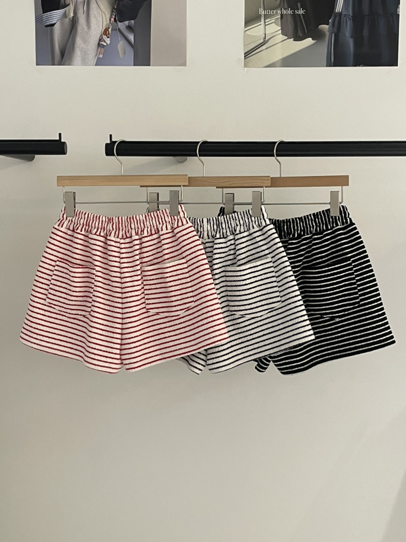 BUTTER-P韓國代購女裝新款熱賣休閑26春夏時尚短褲海軍條紋BUTTER-P短褲