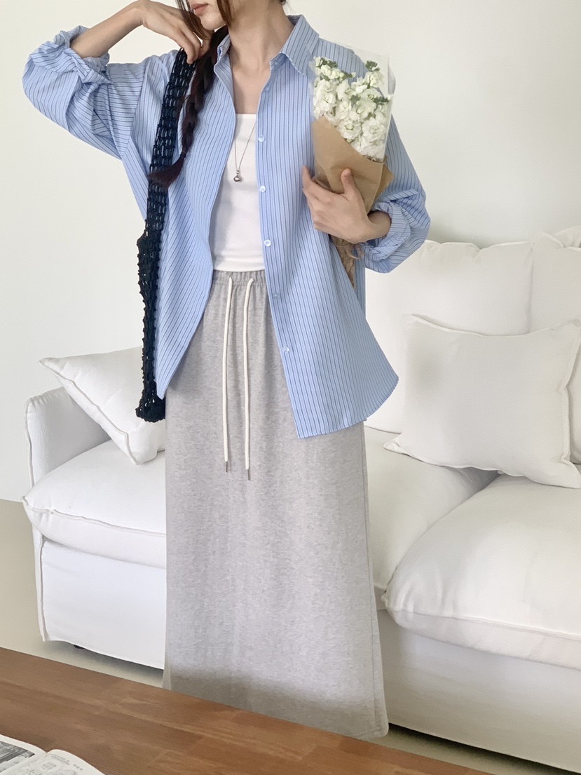 VANTAGE韓國東大門代購女士新款休閑時尚26春夏襯衫蕾絲衫條紋VANTAGE襯衫/蕾絲衫