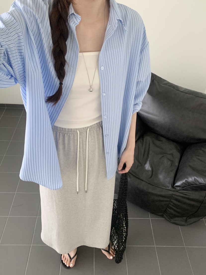 VANTAGE韓國東大門代購女士新款休閑時尚26春夏襯衫蕾絲衫條紋VANTAGE襯衫/蕾絲衫