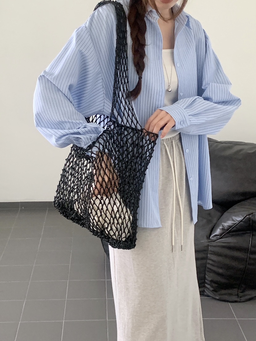 VANTAGE韓國東大門代購女士新款休閑時尚26春夏襯衫蕾絲衫條紋VANTAGE襯衫/蕾絲衫