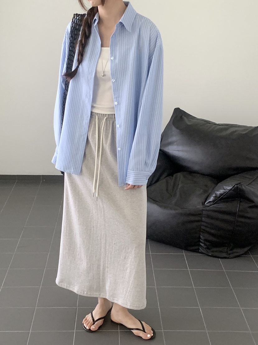 VANTAGE韓國東大門代購女士新款休閑時尚26春夏襯衫蕾絲衫條紋VANTAGE襯衫/蕾絲衫