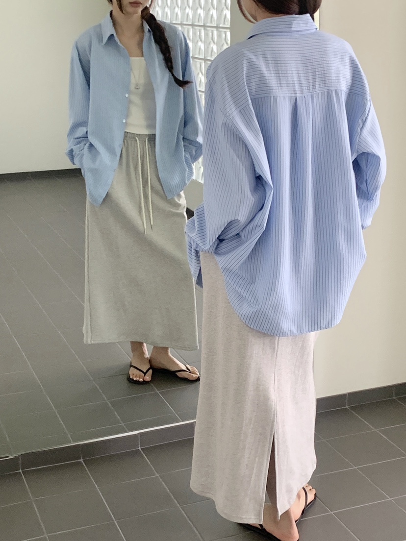 VANTAGE韓國東大門代購女士新款休閑時尚26春夏襯衫蕾絲衫條紋VANTAGE襯衫/蕾絲衫