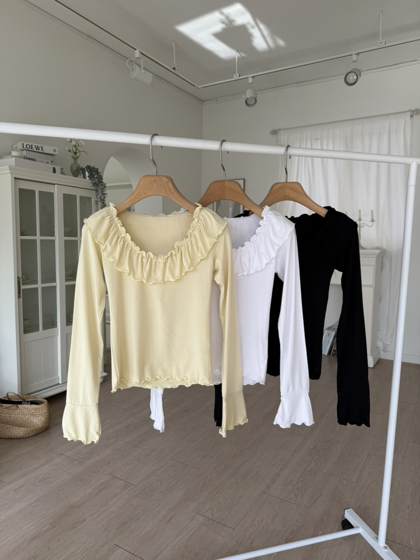 SOLAR韓國直郵實拍女士新款人氣26春夏休閑時尚長袖T恤褶皺SOLAR長袖T恤