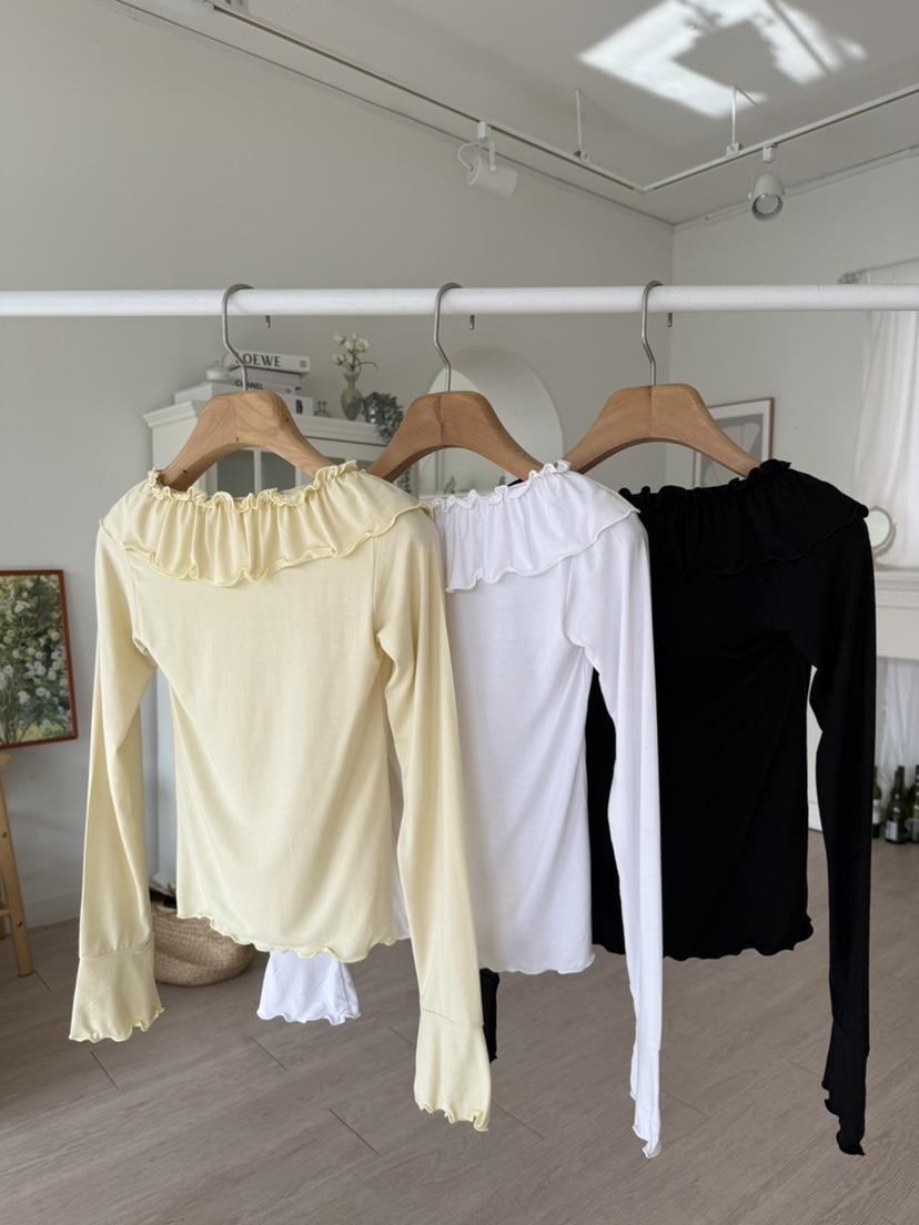 SOLAR韓國直郵實拍女士新款人氣26春夏休閑時尚長袖T恤褶皺SOLAR長袖T恤