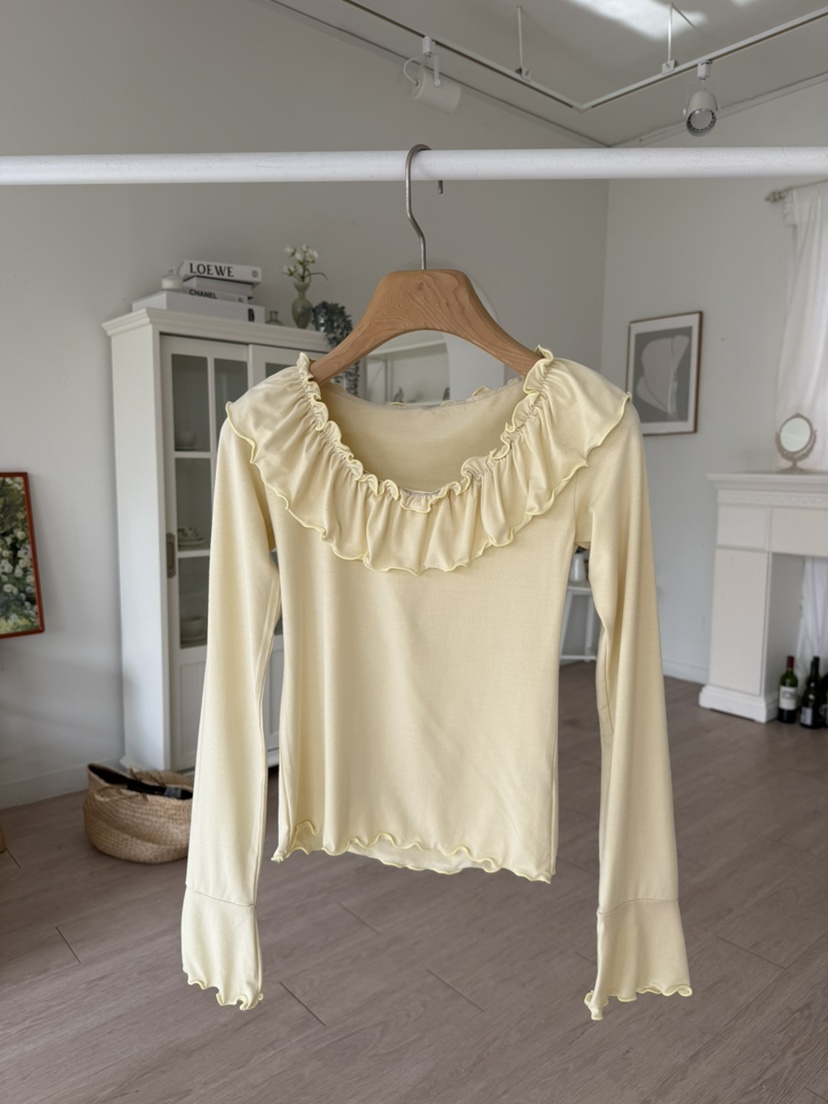 SOLAR韓國直郵實拍女士新款人氣26春夏休閑時尚長袖T恤褶皺SOLAR長袖T恤圖色1