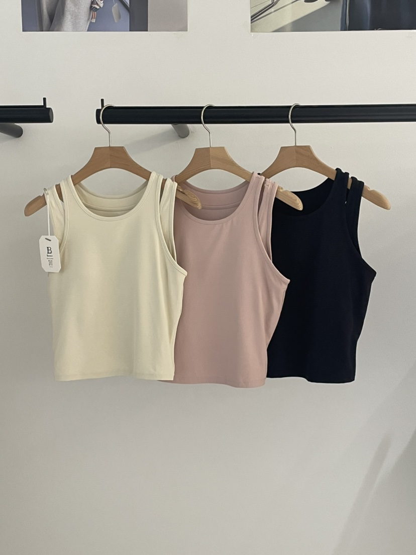 BUTTER-P韓國直郵實拍女裝新品休閑推薦時尚吊帶背心雙層BUTTER-P吊帶/背心