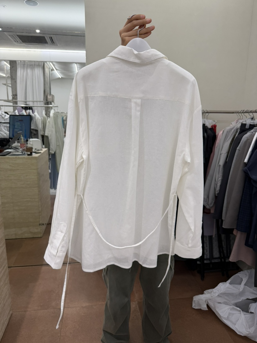 FOR TAPE韓國東大門直郵女裝新品推薦襯衫蕾絲衫系帶亞麻FOR TAPE襯衫/蕾絲衫