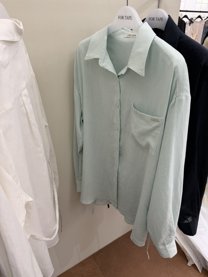 FOR TAPE韓國東大門直郵女裝新品推薦襯衫蕾絲衫系帶亞麻FOR TAPE襯衫/蕾絲衫