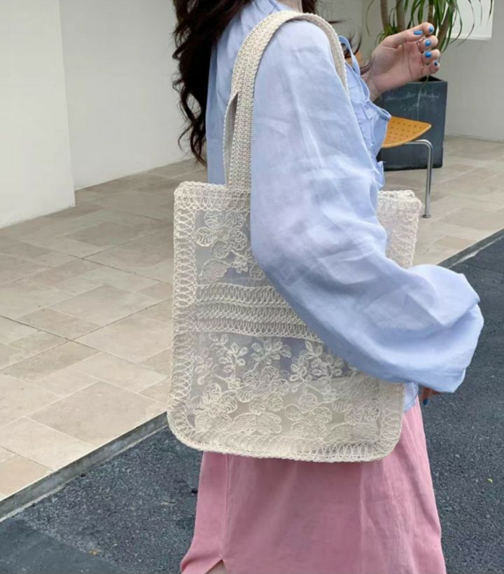 TROUVAILLE韓國東大門直郵女裝新款職業單肩斜跨包透視蕾絲TROUVAILLE單肩/斜跨包