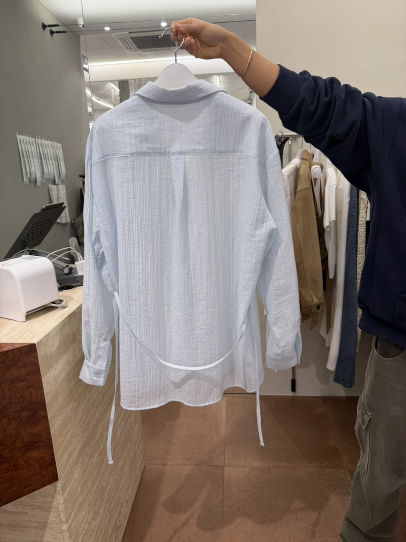 FOR TAPE韓國代購女士新款熱賣襯衫蕾絲衫含腰繩透明腰帶FOR TAPE襯衫/蕾絲衫