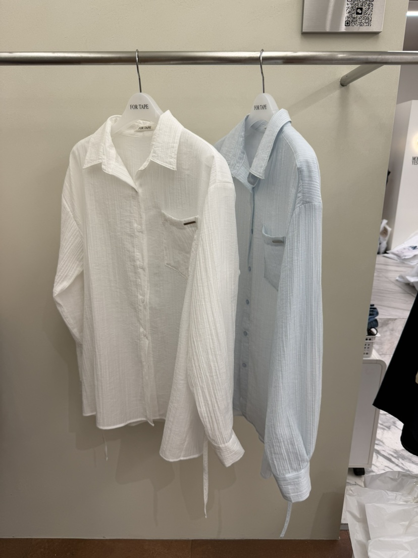 FOR TAPE韓國代購女士新款熱賣襯衫蕾絲衫含腰繩透明腰帶FOR TAPE襯衫/蕾絲衫