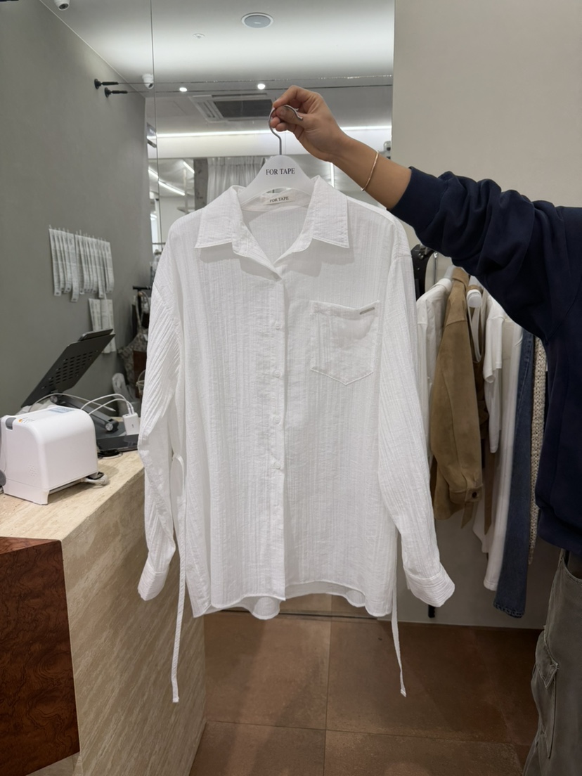 FOR TAPE韓國代購女士新款熱賣襯衫蕾絲衫含腰繩透明腰帶FOR TAPE襯衫/蕾絲衫圖色2