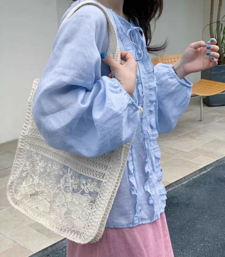 TROUVAILLE韓國代購女裝新品人氣休閑單肩斜跨包透視蕾絲TROUVAILLE單肩/斜跨包