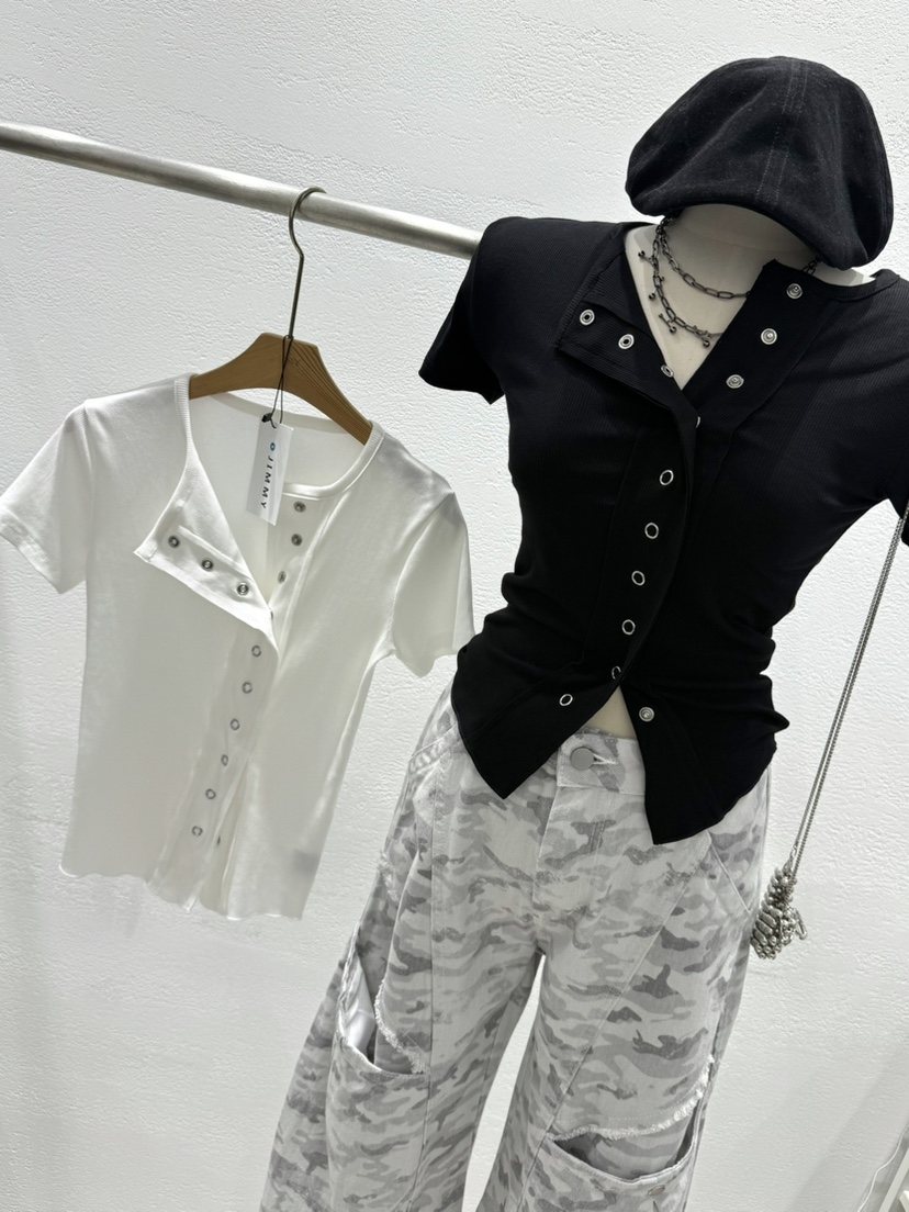 JIMMY韓國東大門代購女裝新品時尚人氣26春夏職業休閑T恤JIMMY/REMAKET恤