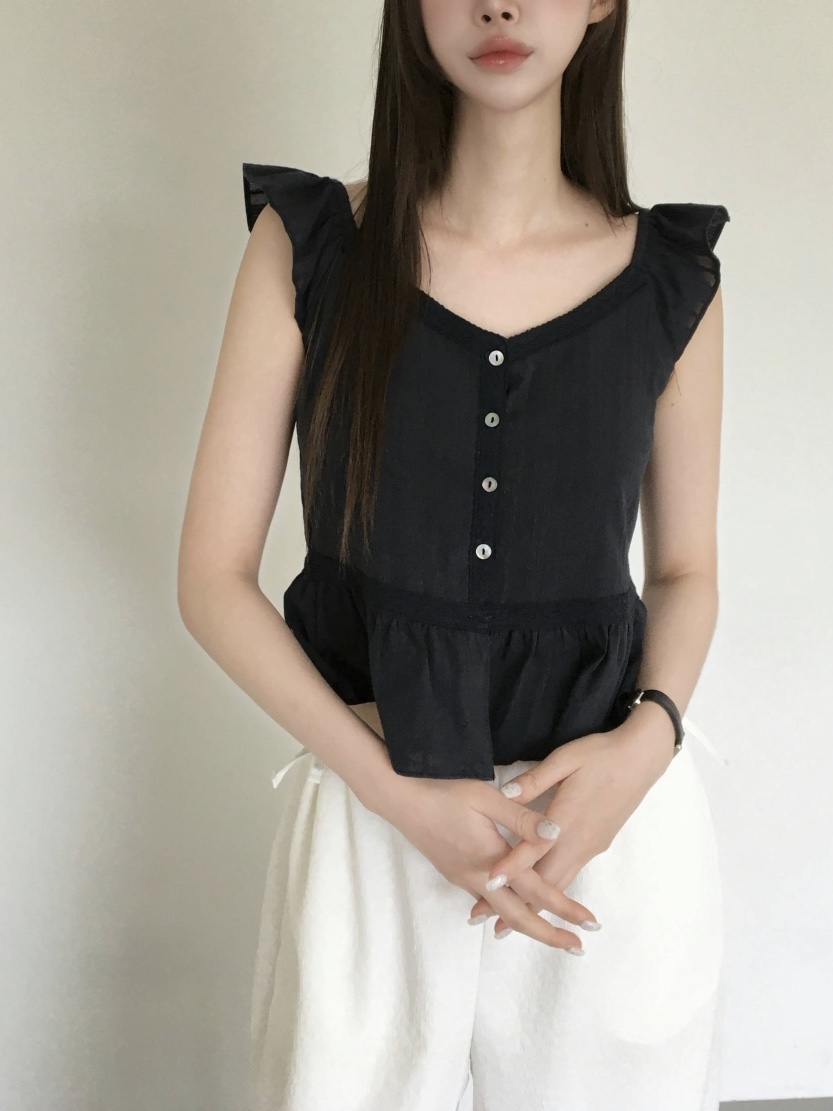 LEGACY韓國直郵實拍女裝新款人氣職業推薦吊帶背心荷葉邊LEGACY吊帶/背心