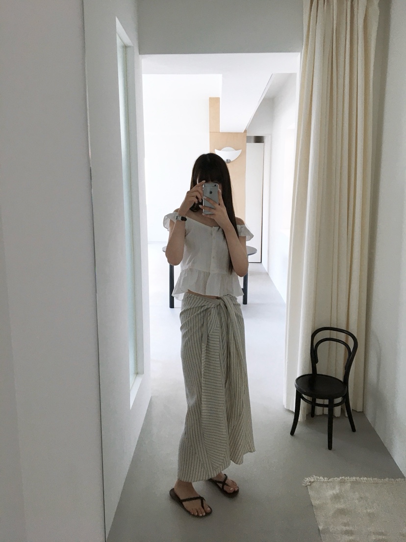 LEGACY韓國東大門直郵女裝新款26春夏長裙裹身裙條紋長款LEGACY長裙