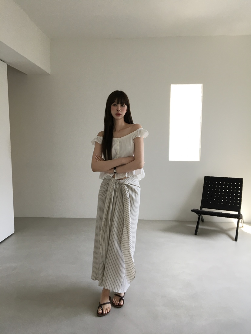 LEGACY韓國東大門直郵女裝新款26春夏長裙裹身裙條紋長款LEGACY長裙