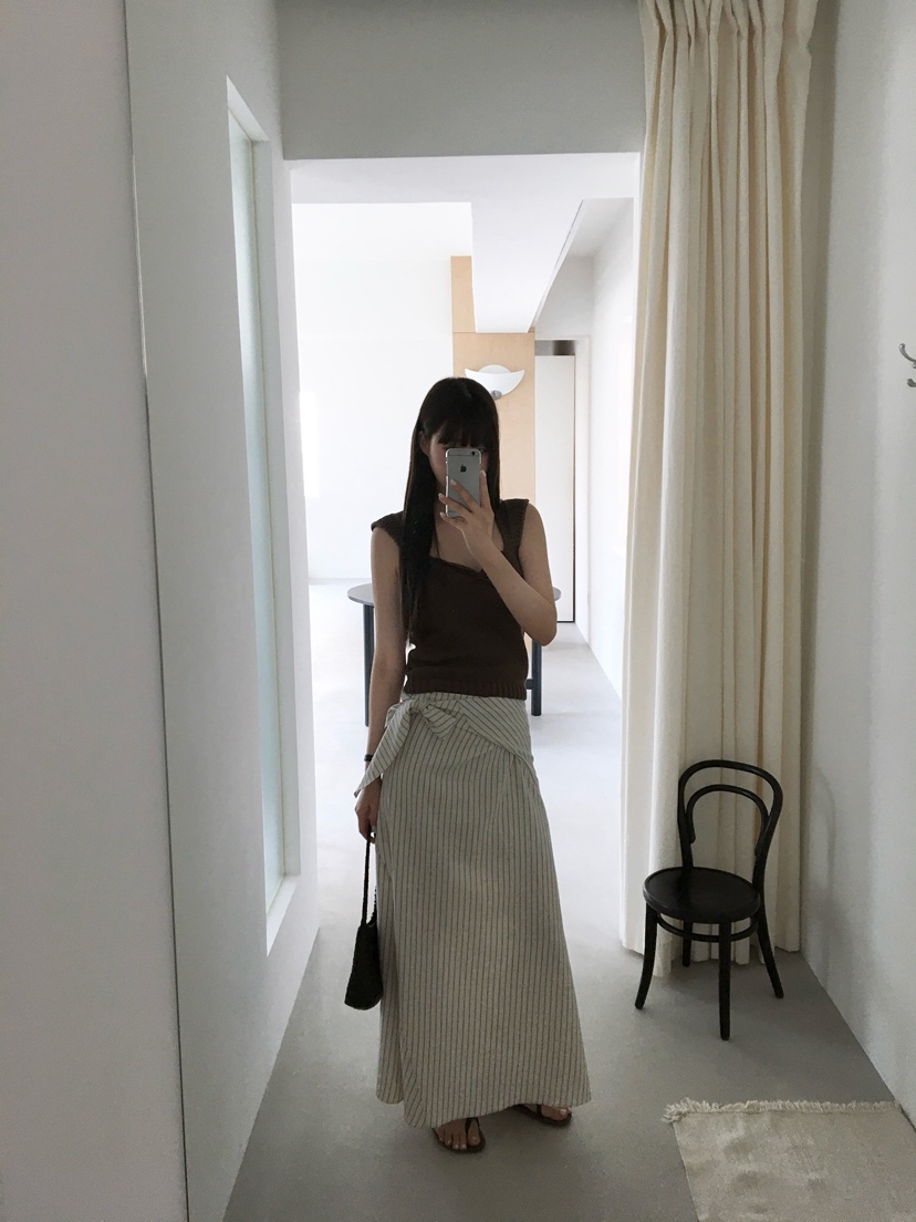 LEGACY韓國東大門直郵女裝新款26春夏長裙裹身裙條紋長款LEGACY長裙