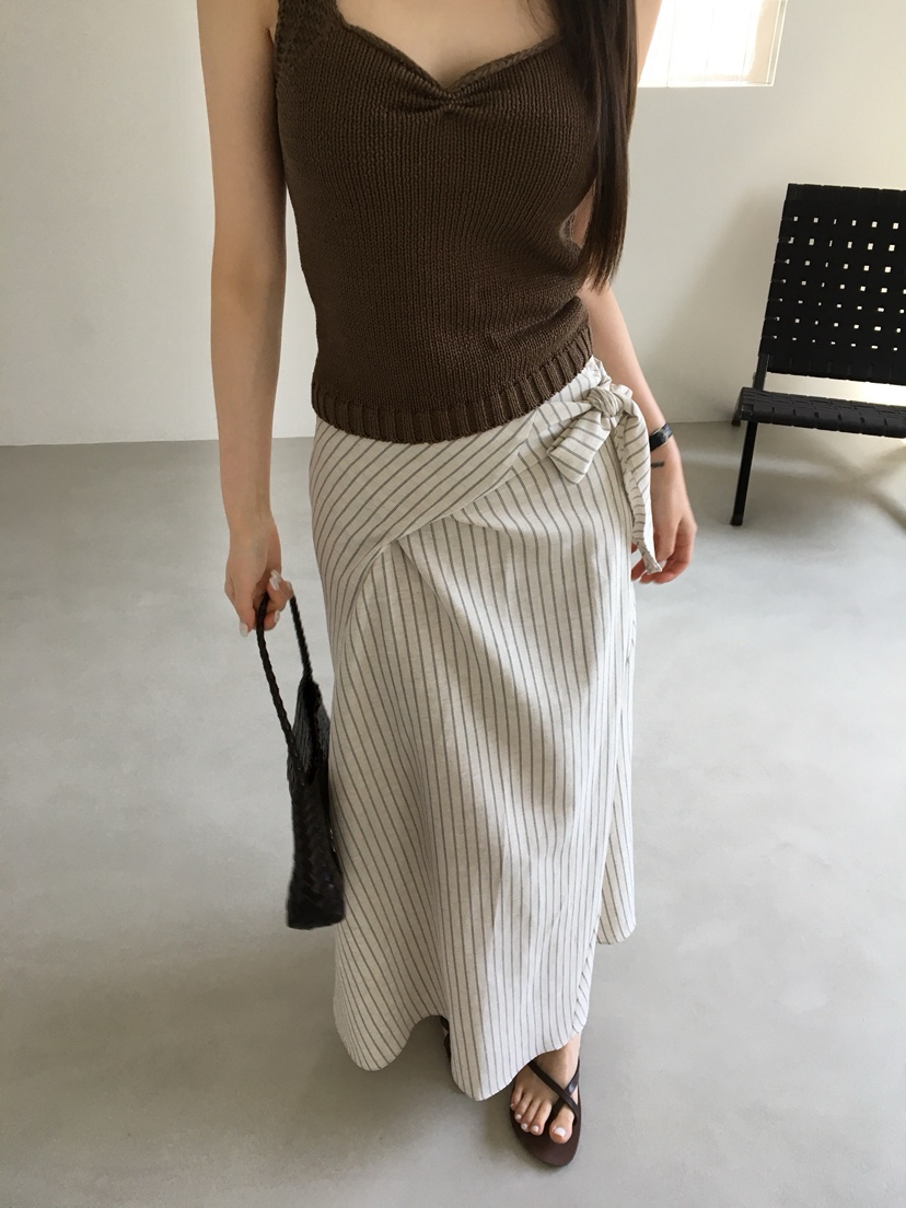 LEGACY韓國東大門直郵女裝新款26春夏長裙裹身裙條紋長款LEGACY長裙