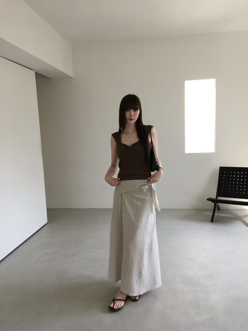 LEGACY韓國東大門直郵女裝新款26春夏長裙裹身裙條紋長款LEGACY長裙