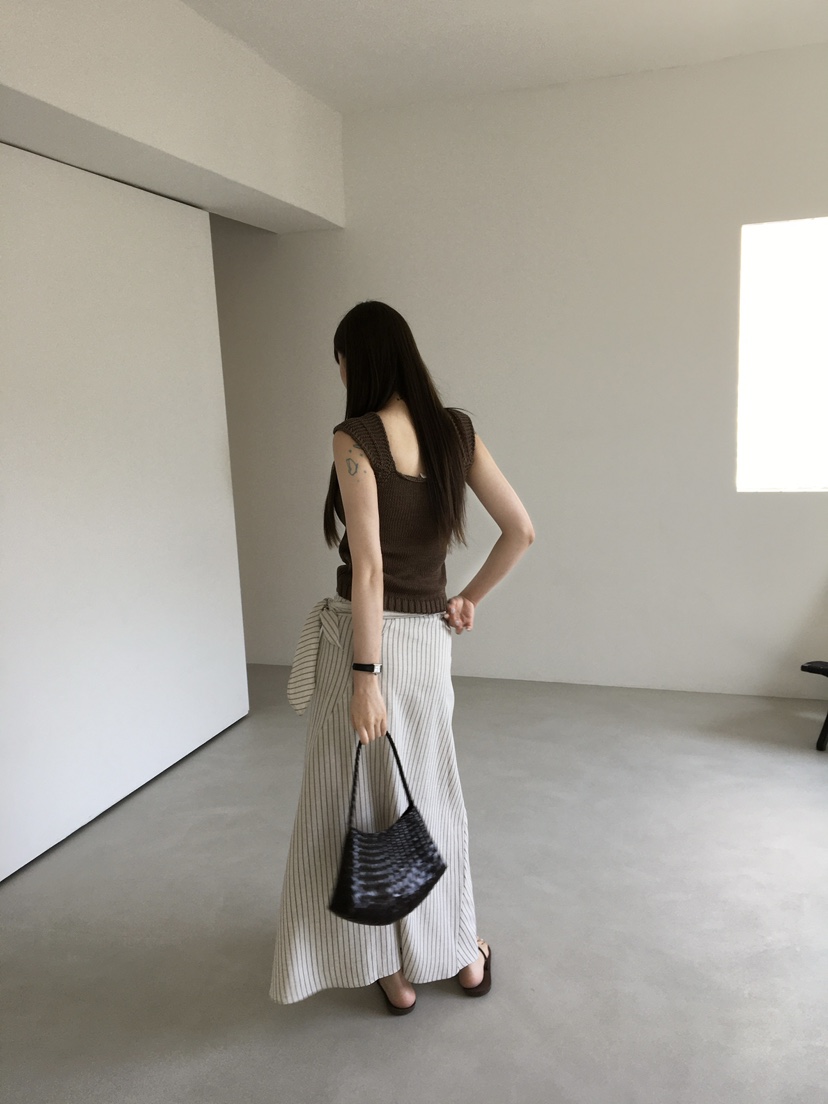 LEGACY韓國東大門直郵女裝新款26春夏長裙裹身裙條紋長款LEGACY長裙