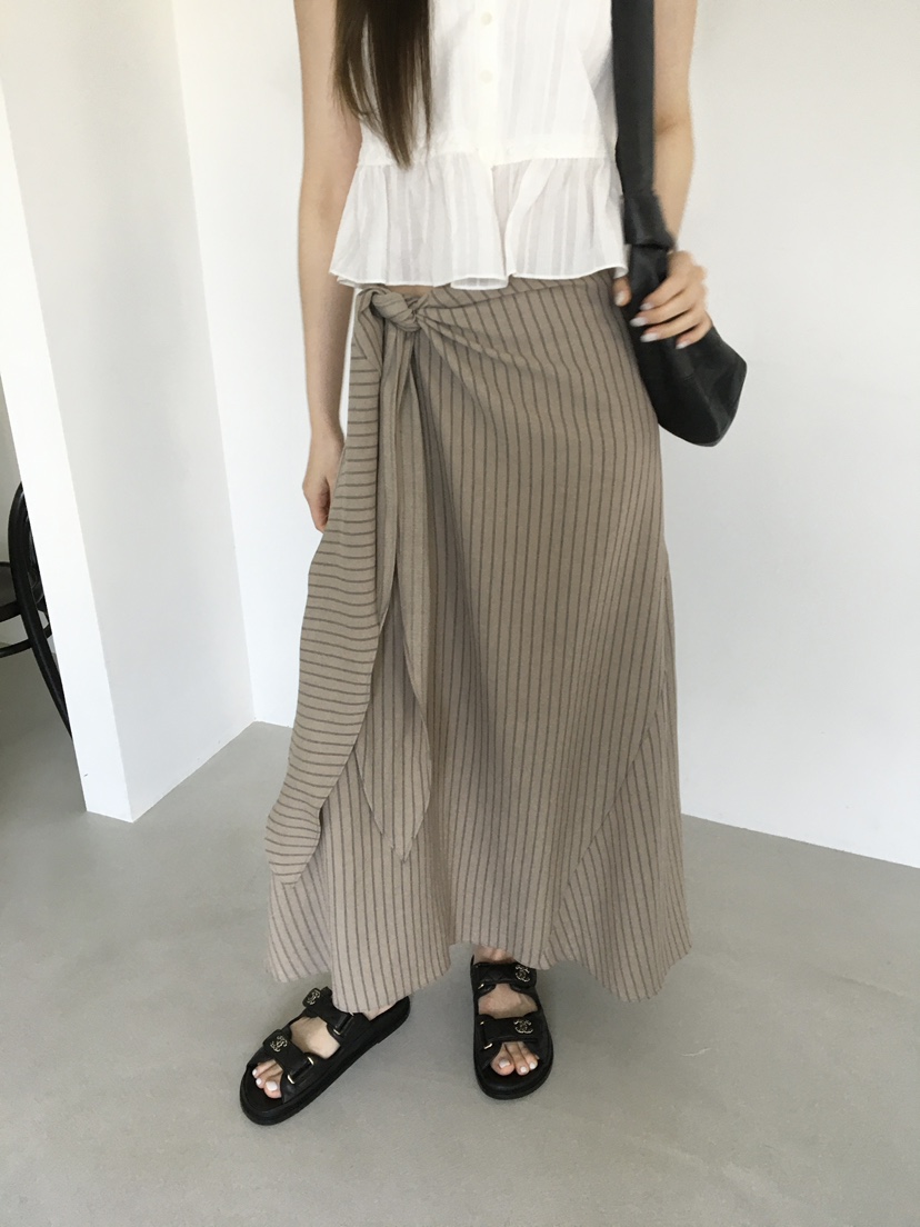 LEGACY韓國東大門直郵女裝新款26春夏長裙裹身裙條紋長款LEGACY長裙