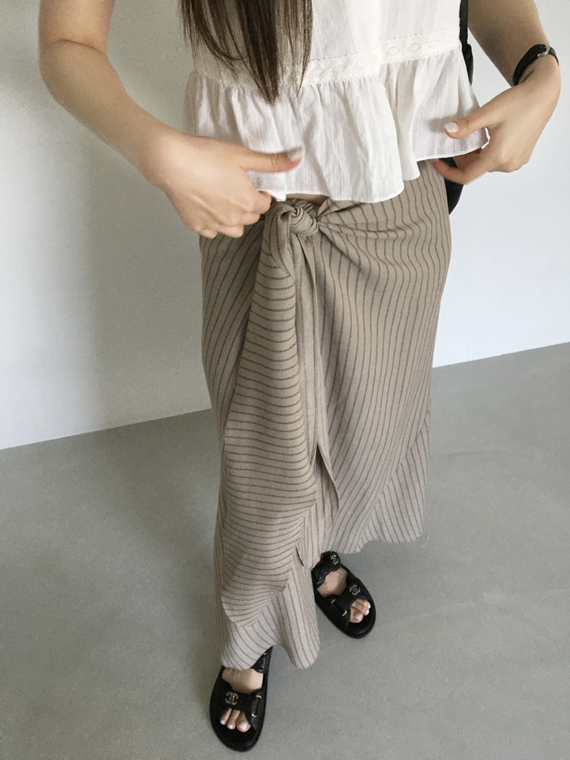 LEGACY韓國東大門直郵女裝新款26春夏長裙裹身裙條紋長款LEGACY長裙