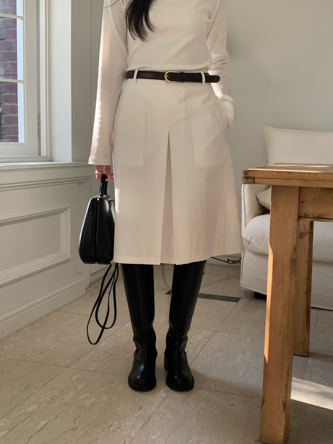 OBOE韓國代購女士新款熱賣人氣休閑半身裙中短裙不含腰帶OBOE半身裙/中短裙圖色1