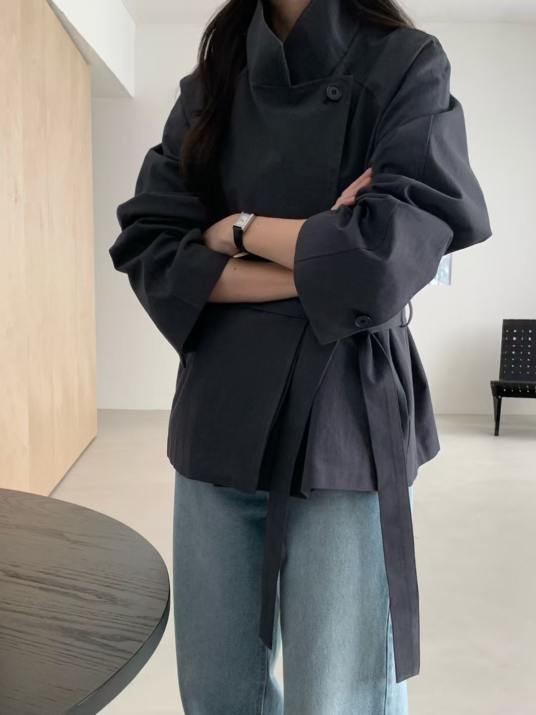 OBOE韓國代購女士新品熱賣人氣時尚推薦真品26春夏夾克含腰繩OBOE夾克圖色2