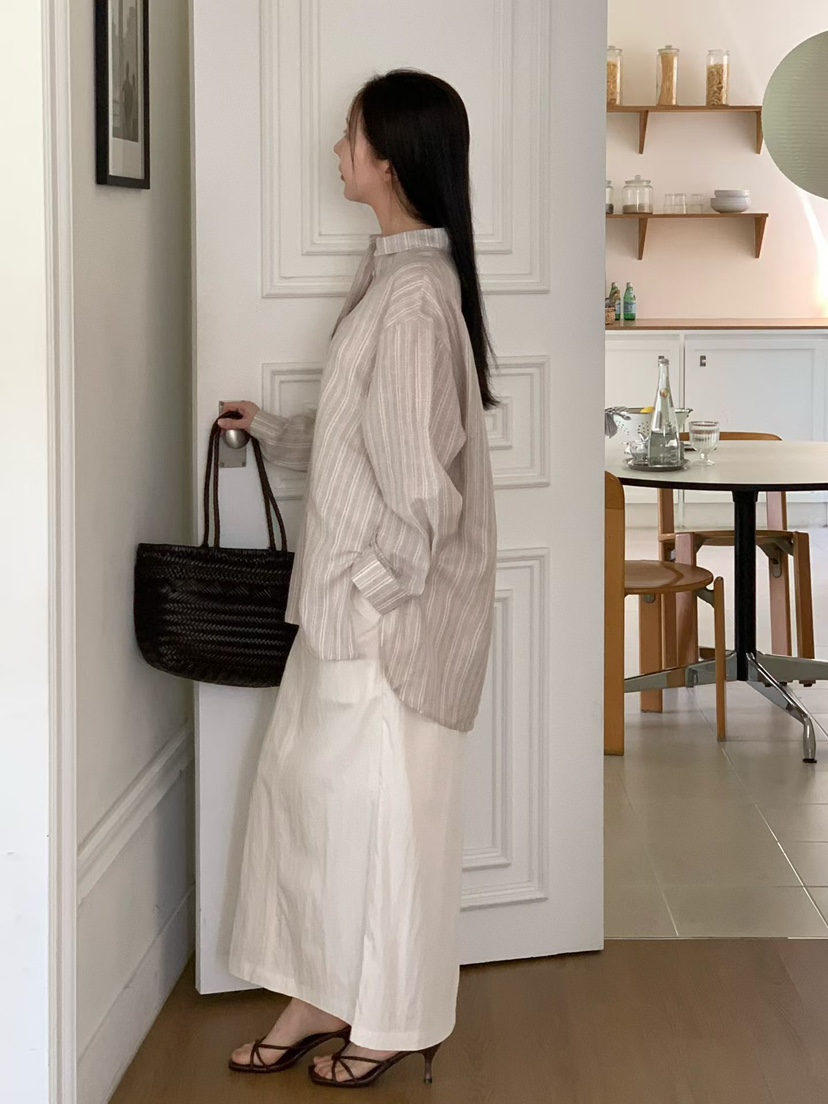 BINUS韓國代購女士新款推薦熱賣26春夏休閑襯衫蕾絲衫亞麻布BINUS襯衫/蕾絲衫