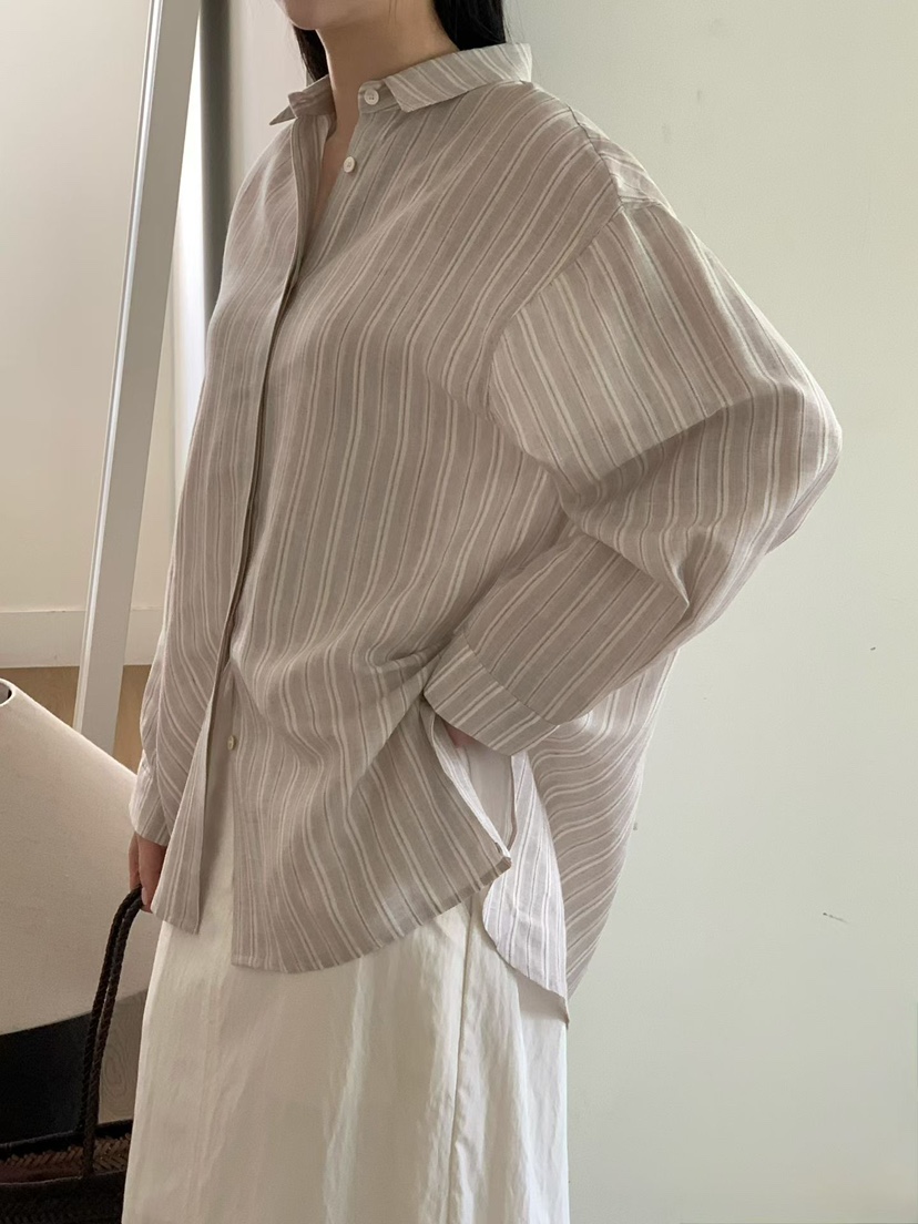 BINUS韓國代購女士新款推薦熱賣26春夏休閑襯衫蕾絲衫亞麻布BINUS襯衫/蕾絲衫