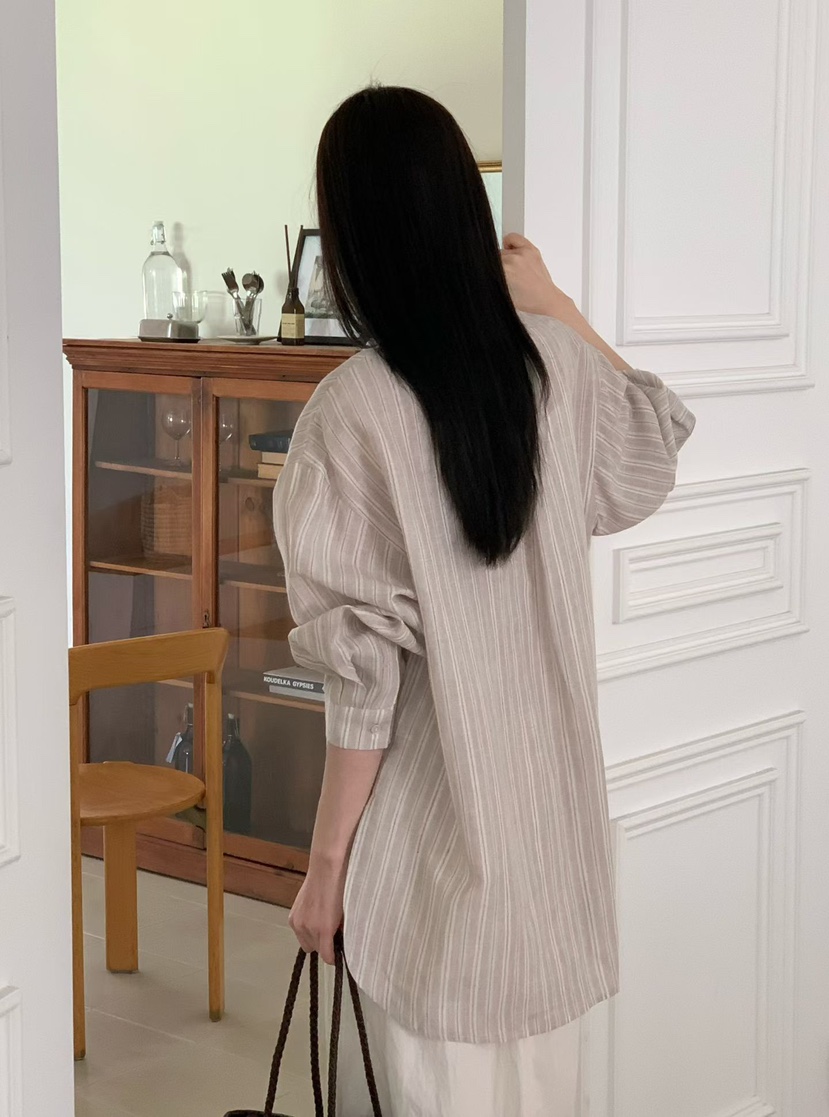 BINUS韓國代購女士新款推薦熱賣26春夏休閑襯衫蕾絲衫亞麻布BINUS襯衫/蕾絲衫