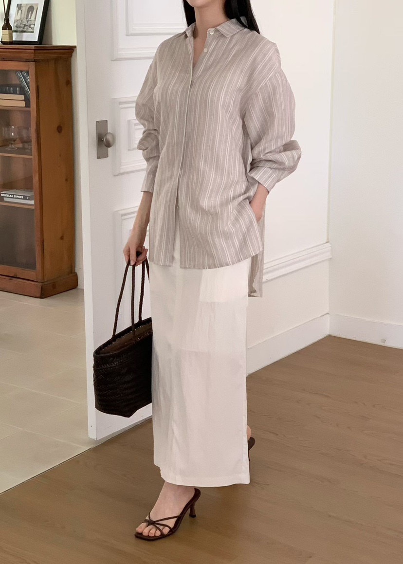 BINUS韓國代購女士新款推薦熱賣26春夏休閑襯衫蕾絲衫亞麻布BINUS襯衫/蕾絲衫