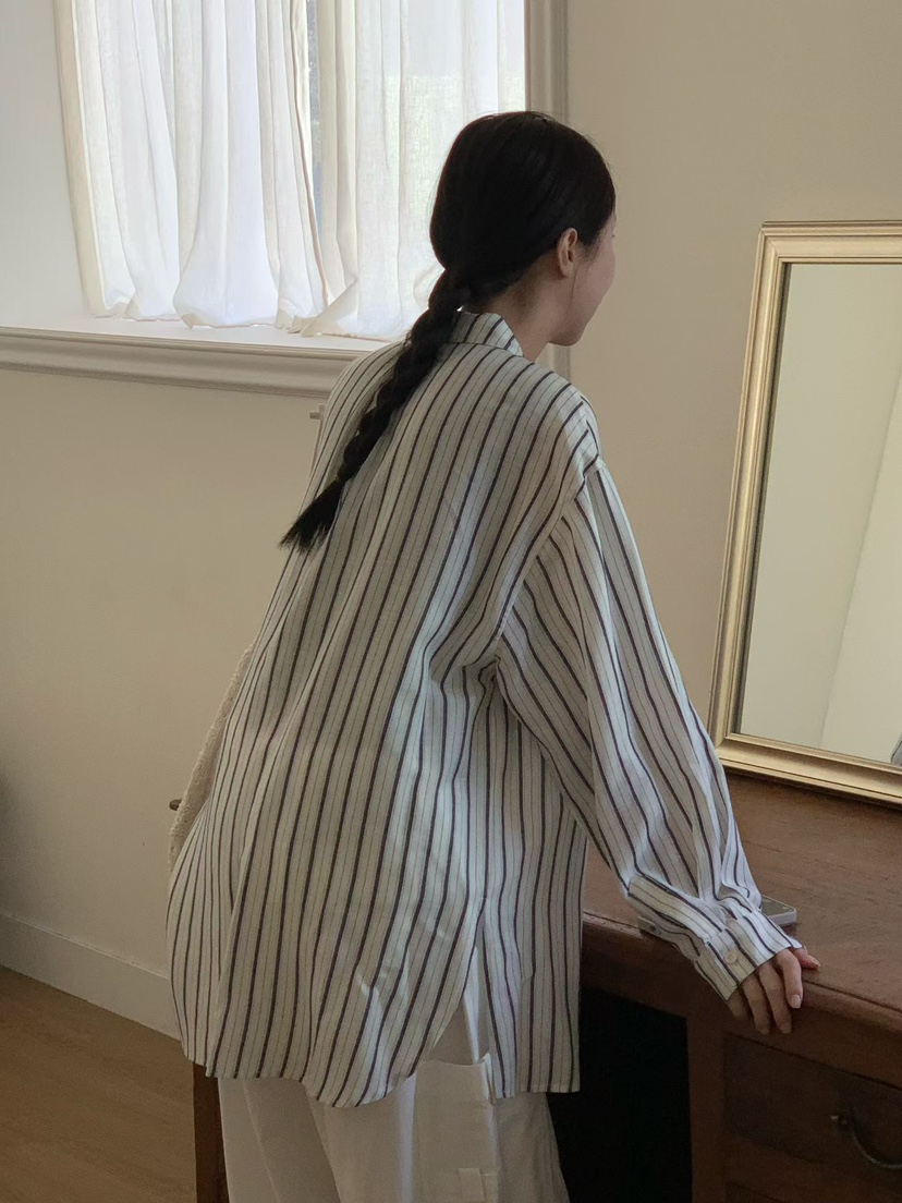 BINUS韓國代購女士新款推薦熱賣26春夏休閑襯衫蕾絲衫亞麻布BINUS襯衫/蕾絲衫