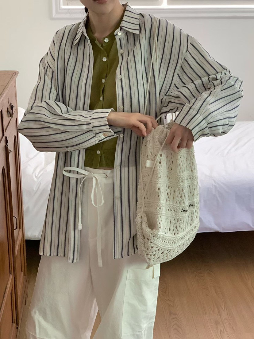 BINUS韓國代購女士新款推薦熱賣26春夏休閑襯衫蕾絲衫亞麻布BINUS襯衫/蕾絲衫