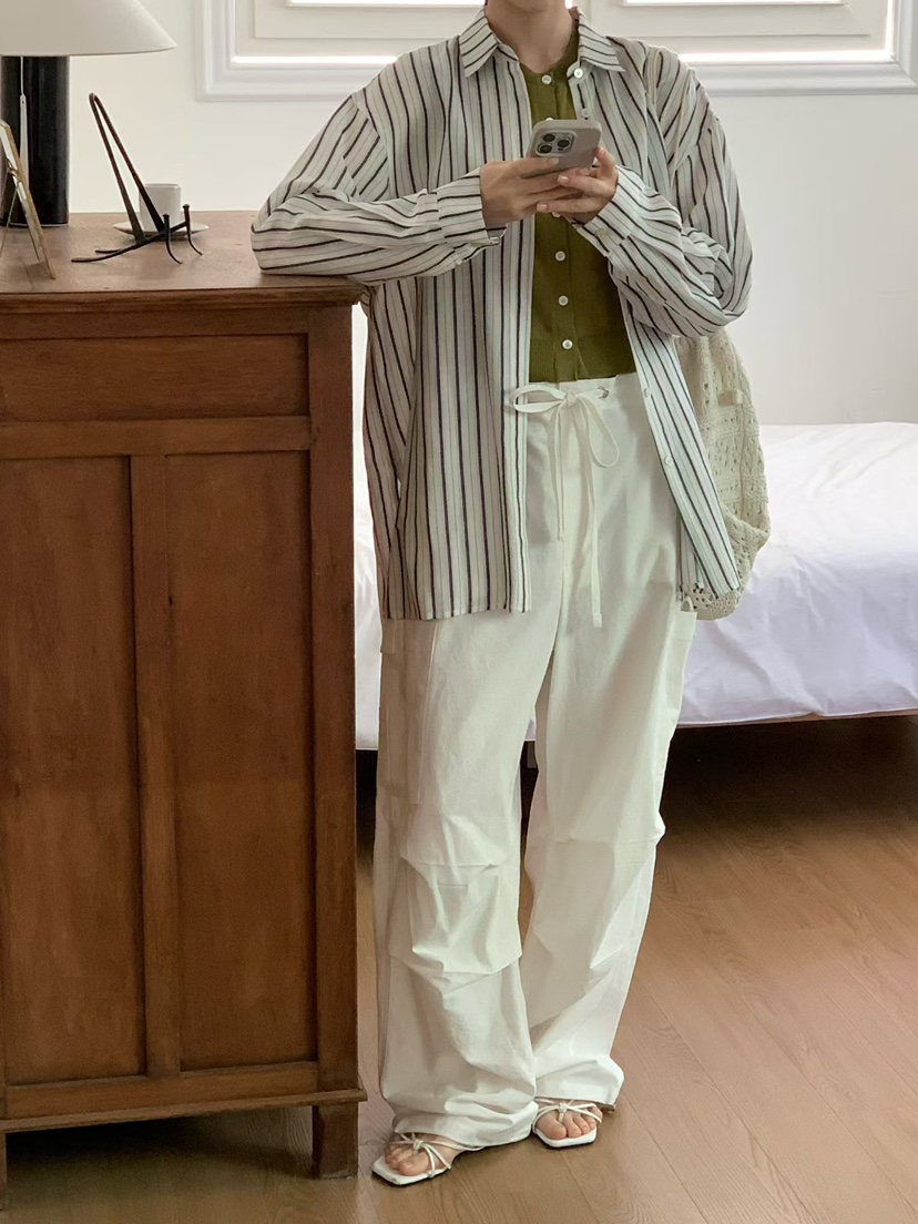 BINUS韓國代購女士新款推薦熱賣26春夏休閑襯衫蕾絲衫亞麻布BINUS襯衫/蕾絲衫