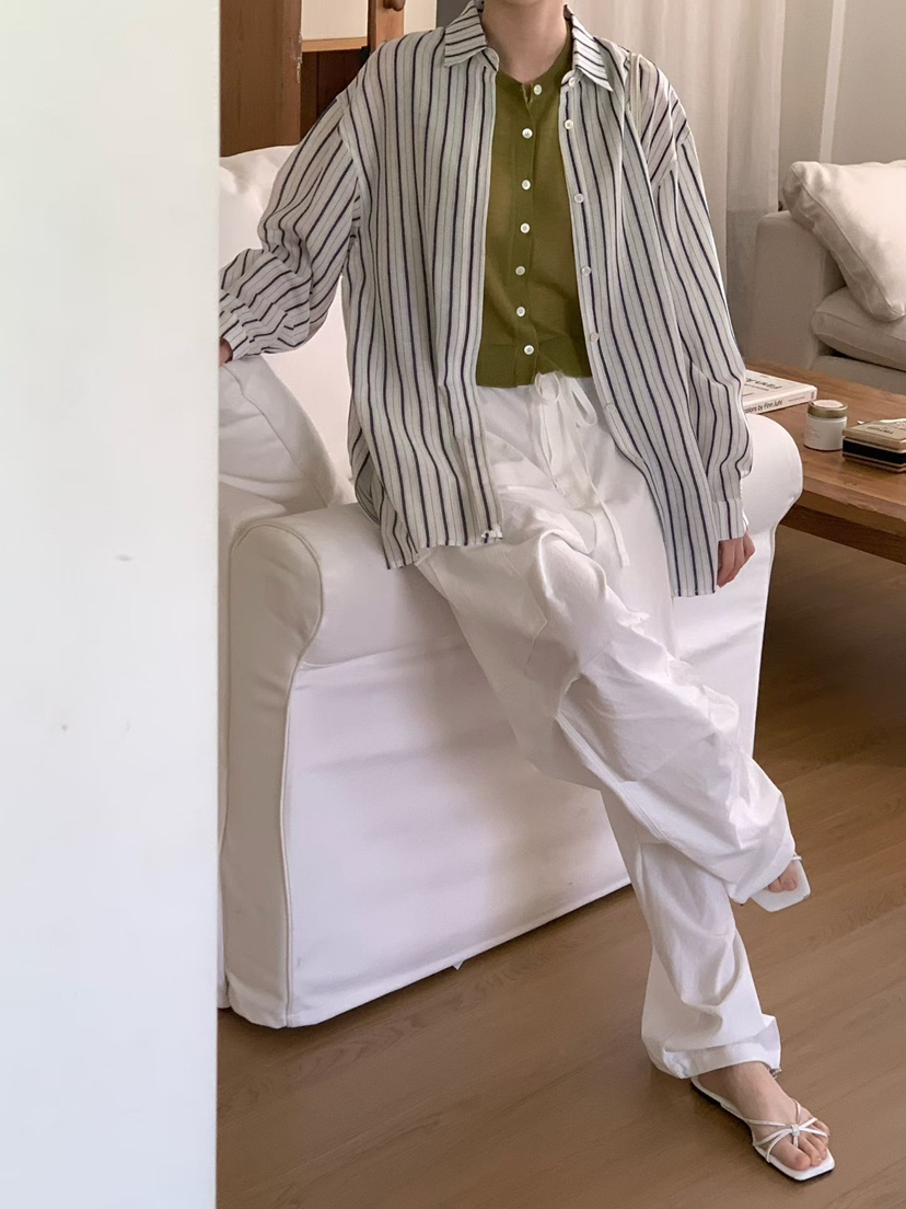 BINUS韓國代購女士新款推薦熱賣26春夏休閑襯衫蕾絲衫亞麻布BINUS襯衫/蕾絲衫