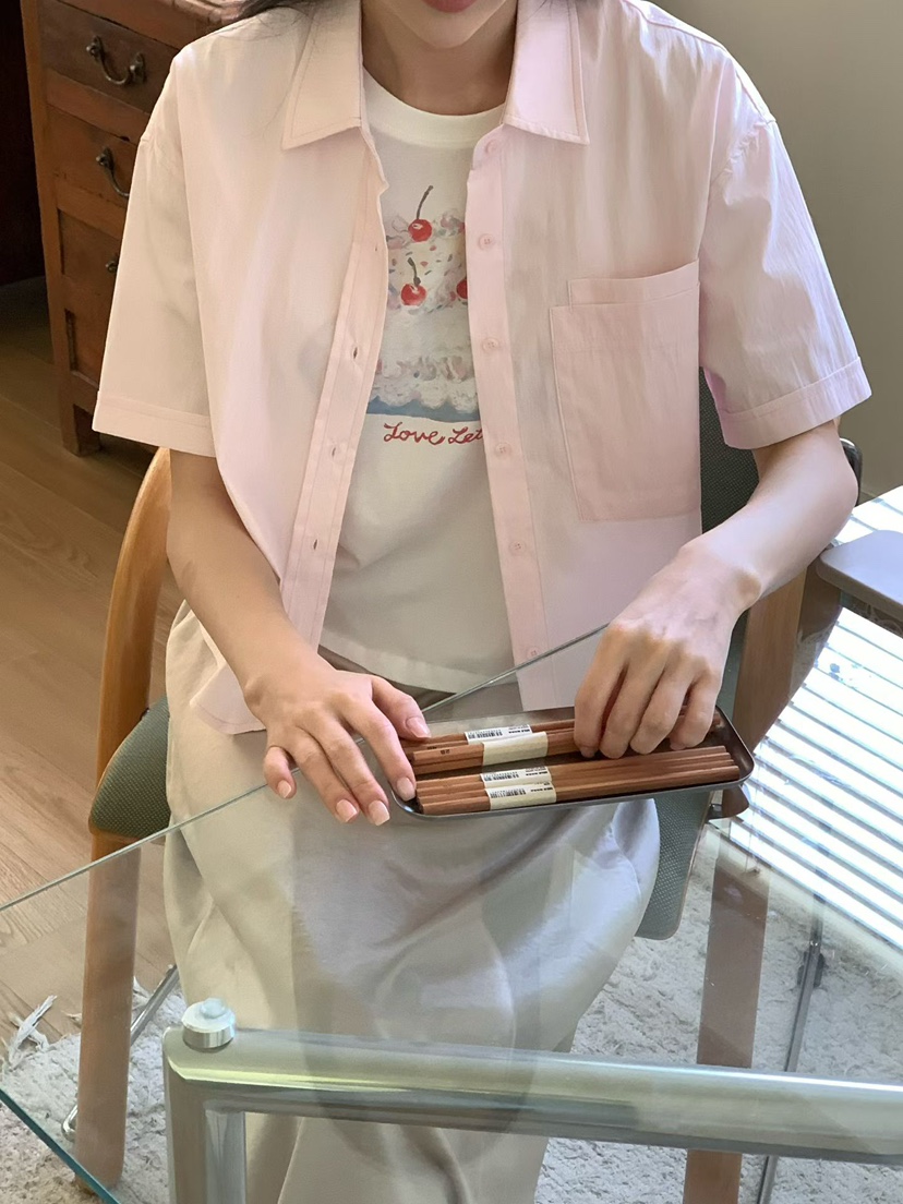 BINUS東大門實拍女裝新品時尚職業真品熱賣襯衫蕾絲衫短款BINUS襯衫/蕾絲衫