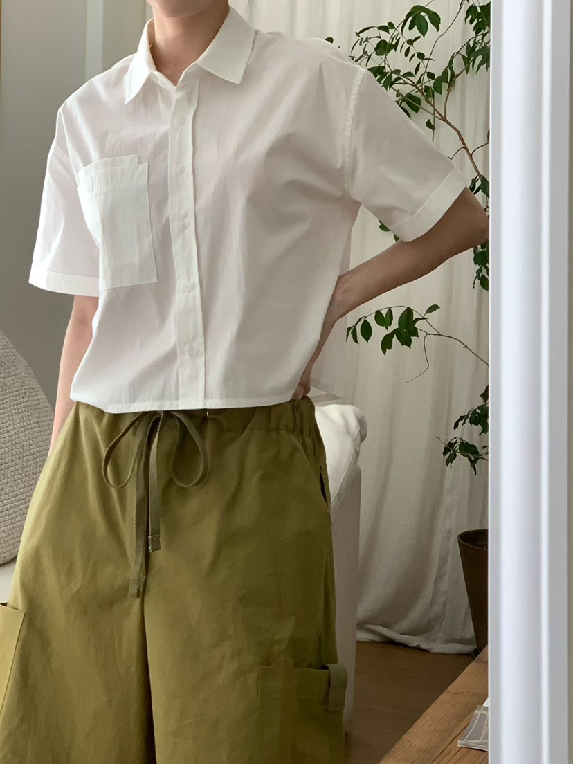 BINUS東大門實拍女裝新品時尚職業真品熱賣襯衫蕾絲衫短款BINUS襯衫/蕾絲衫圖色1