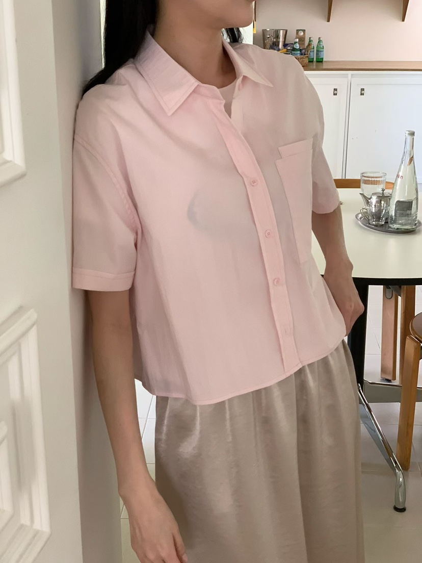 BINUS東大門實拍女裝新品時尚職業真品熱賣襯衫蕾絲衫短款BINUS襯衫/蕾絲衫圖色2