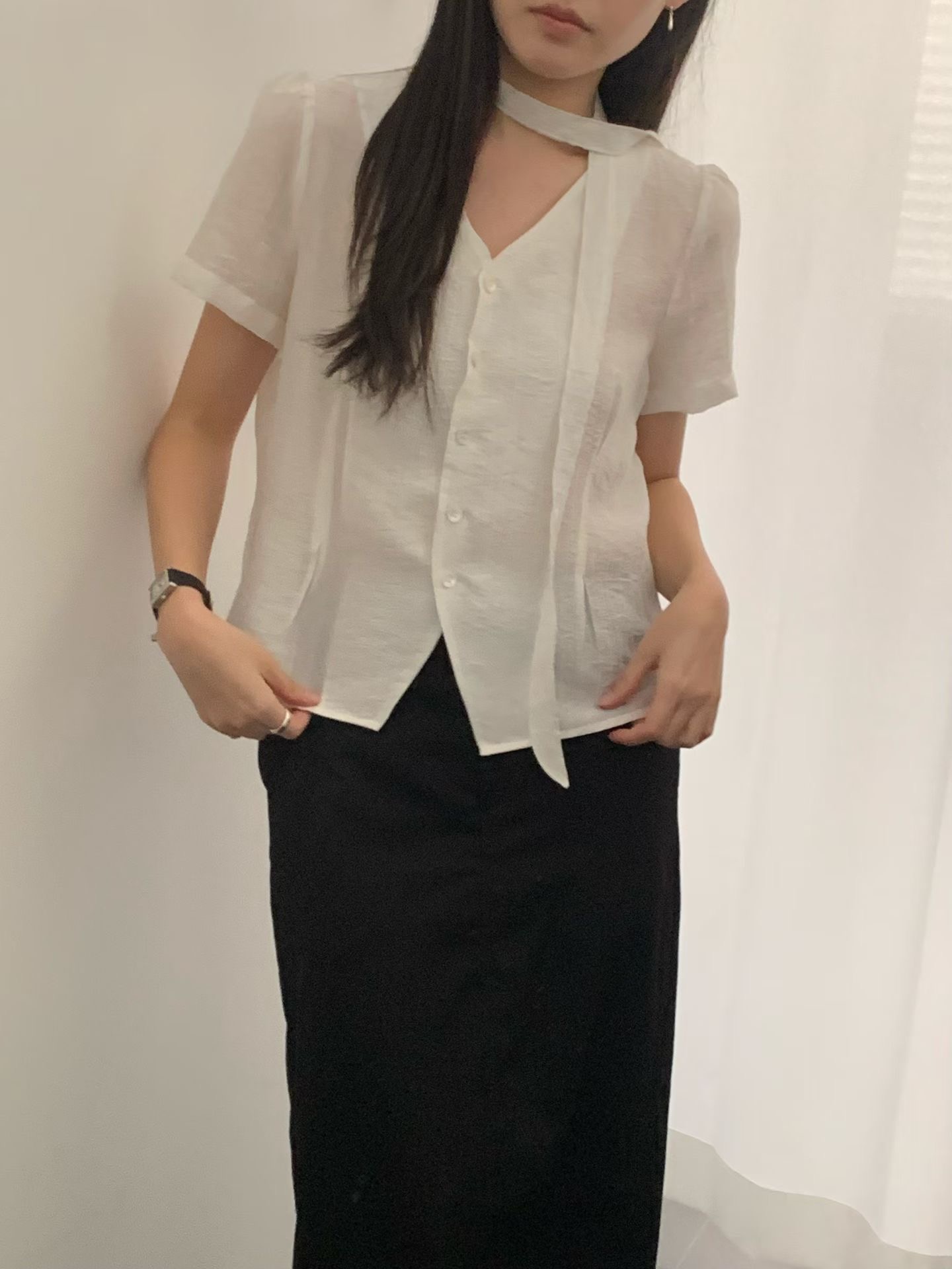 OBOE東大門直郵女士新款職業推薦真品熱賣襯衫蕾絲衫含脖帶OBOE襯衫/蕾絲衫圖色3