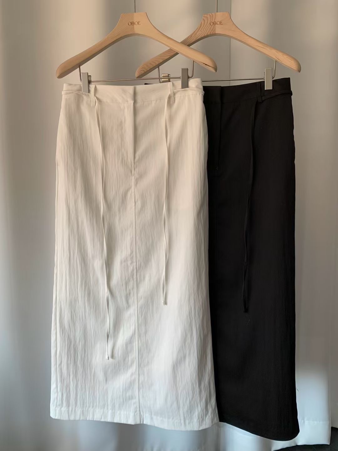OBOE東大門代購女裝新品時尚職業休閑26春夏真品長裙含腰繩OBOE長裙