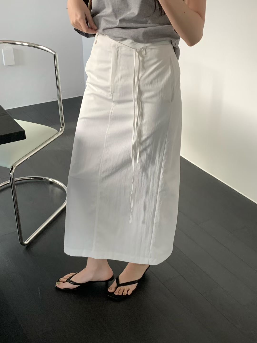 OBOE東大門代購女裝新品時尚職業休閑26春夏真品長裙含腰繩OBOE長裙圖色1