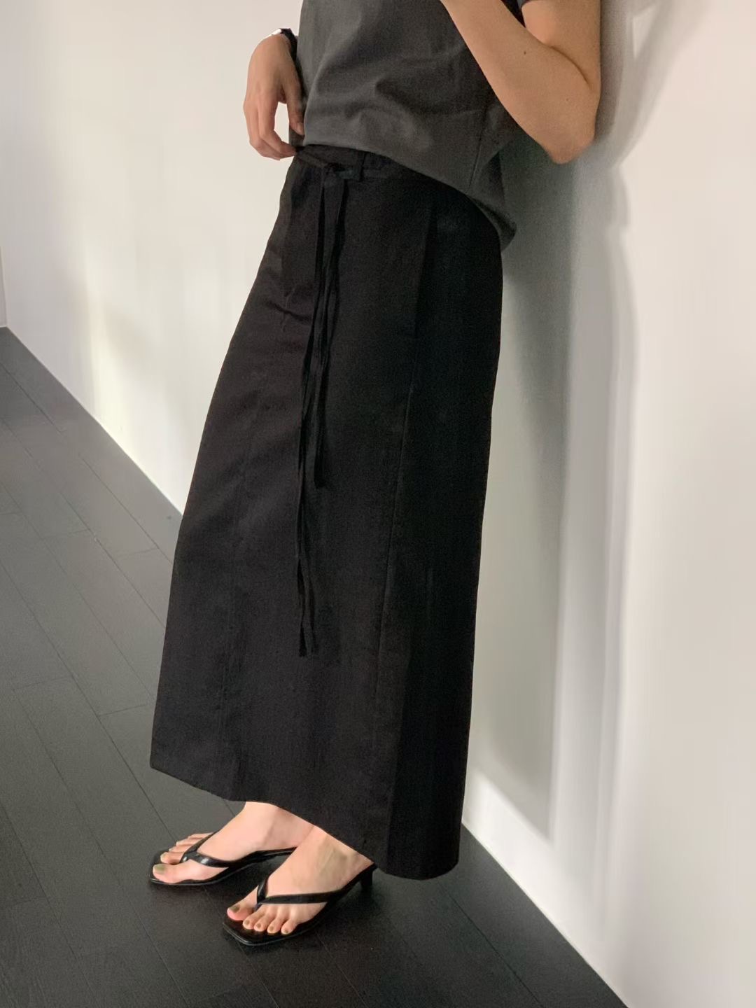 OBOE東大門代購女裝新品時尚職業休閑26春夏真品長裙含腰繩OBOE長裙圖色2